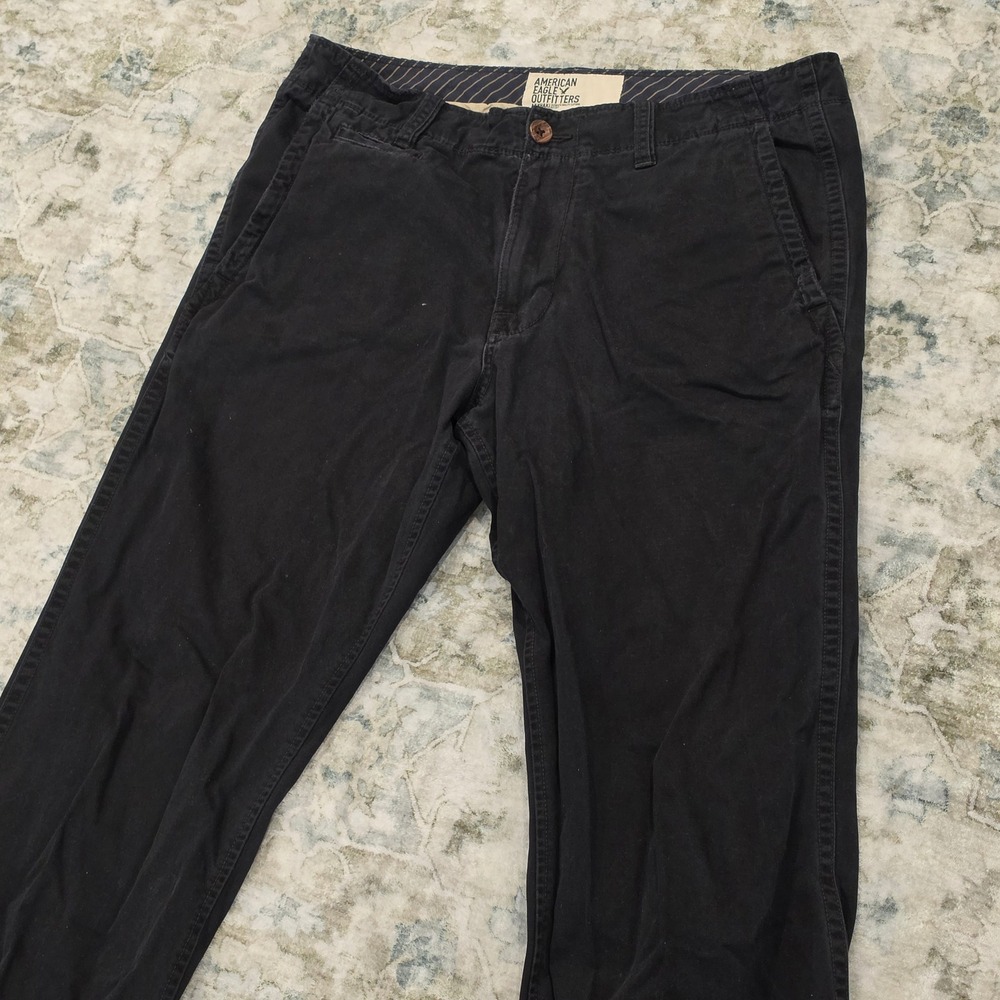 American Eagle Outfitters AE Khaki Men 36x34 Black Straight Leg Chino Pants